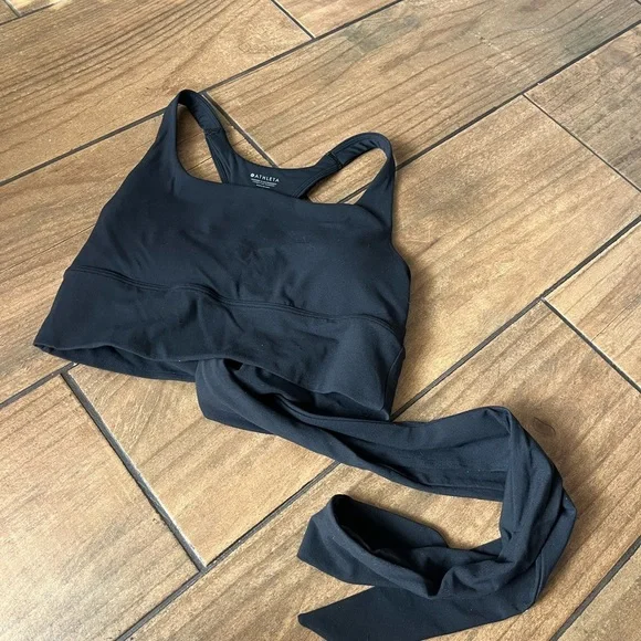 Athleta TRANSCEND WRAP LONGLINE BRA black SMALL - Picture 4 of 7